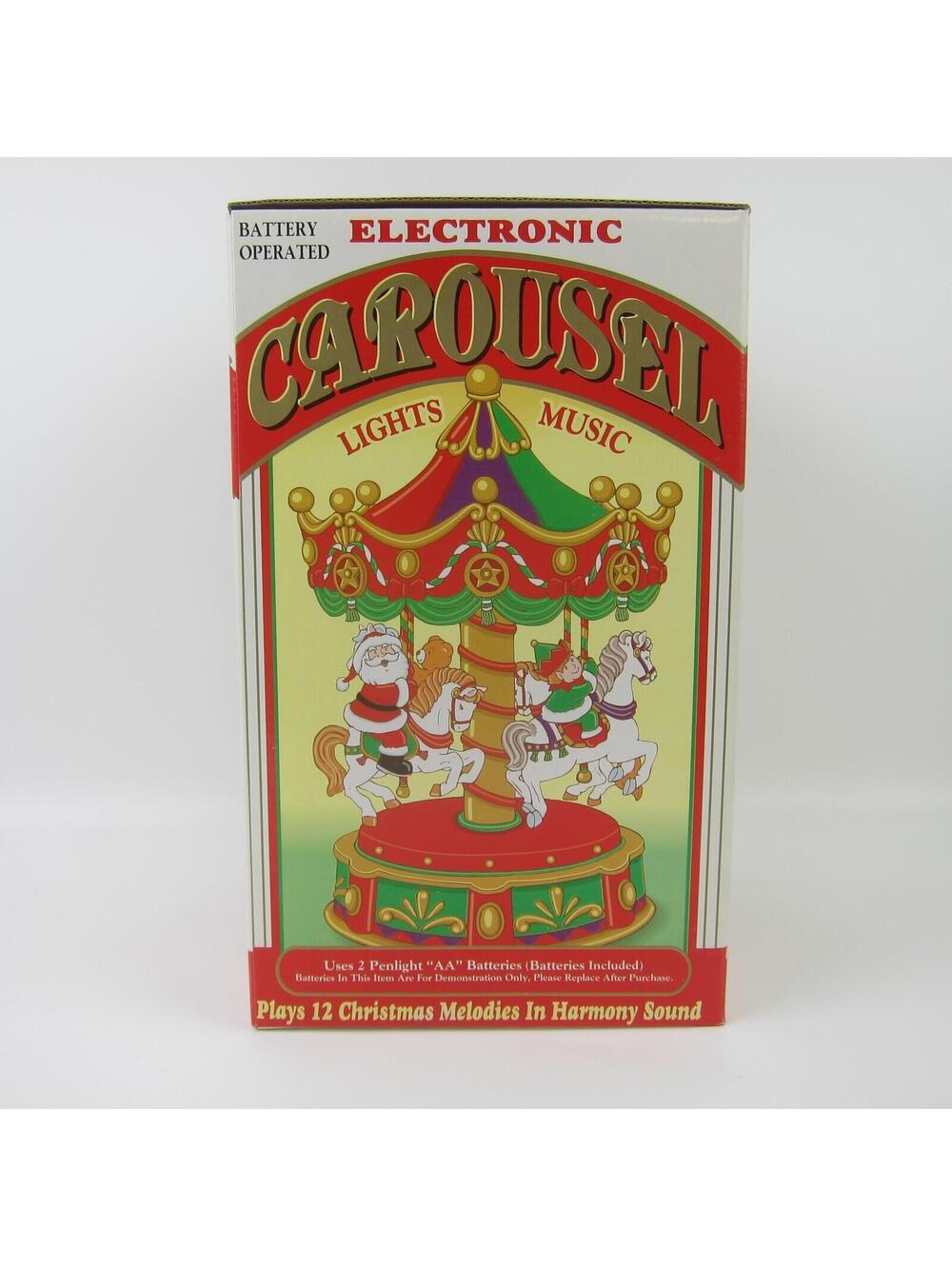 Vintage Christmas Electronic Carousel Horses Move & Plays 12 Melodies With Box - Picture 12 of 16